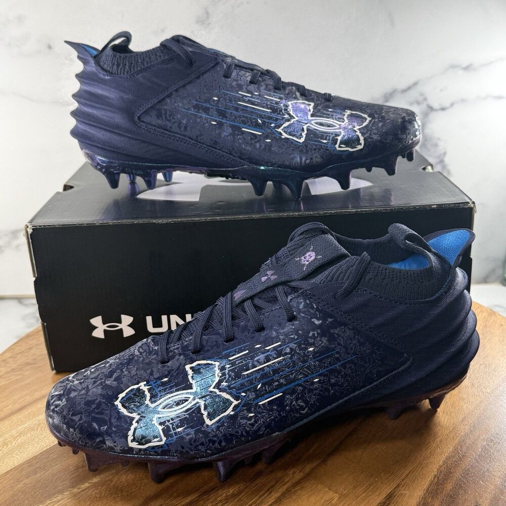 Men’s 8.5-Under Armour Blur Smoke 2.0 MC Suede Football Cleats ‘Midnight Navy’